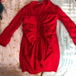 Zara red linen mini dress
